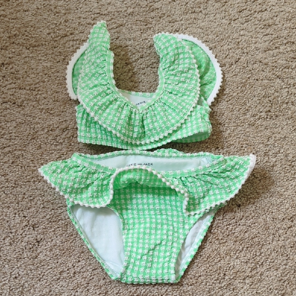 Janie and Jack Green Gingham Diaper Cover